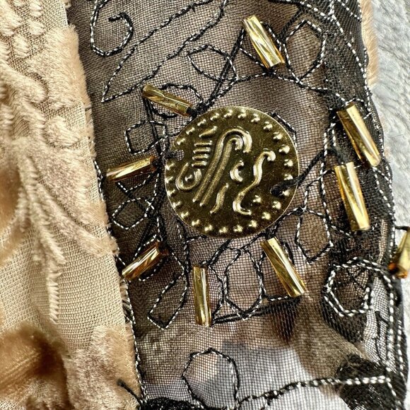 Sundance Catalog Dress Women's Size 6 Velvet Burnout Beige Silk Champagne Dreams - Picture 16 of 16